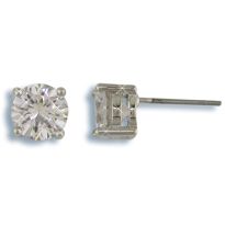 Medium Silver Stud Earrings with Round Cut Blue Luster Diamond Medium Silver Stud Earrings with Round Cut Blue Luster Diamond